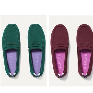 Rothy's x2 💕Women's Burgundy Driving & Green Juniper Women’s size 7.5